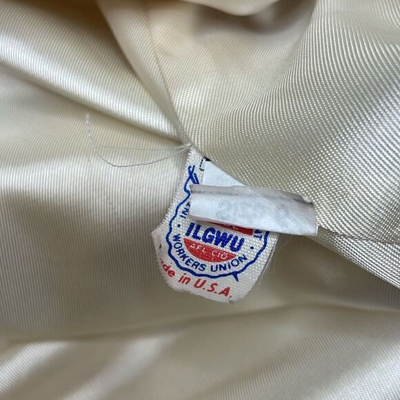 70s Vintage Ivory Wool Forecaster Coat military naval style double breasted Med - Picture 11 of 12